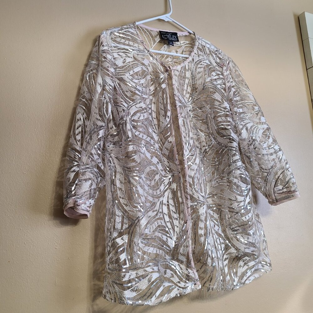 Alex Evenings Beige and Silver Women's Top - Picture 5 of 5